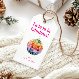 Etiqueta Para Presente Kitsch Bola de Discoteca de Natal | Fa La La La Fa