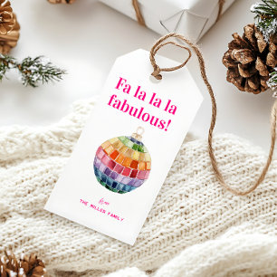 Etiqueta Para Presente Kitsch Christmas Disco Ball Fa La La Fabulous