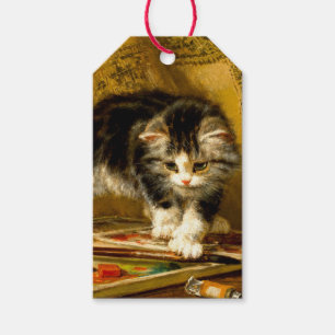 Etiqueta Para Presente Kitten com pintura e escovas