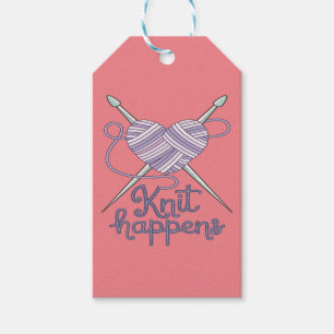 Etiqueta Para Presente Knit Acontece Engraçado tricotar Design