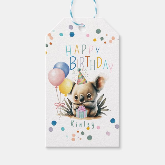 Etiqueta Para Presente Koala Birthday (Frente)