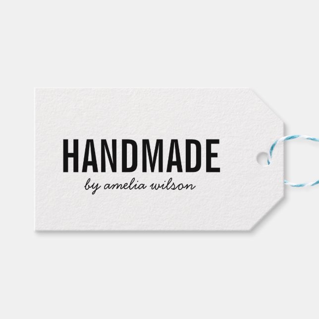 Etiqueta Para Presente Kraft com Na moda simples e artesanal (Frente (horizontal))