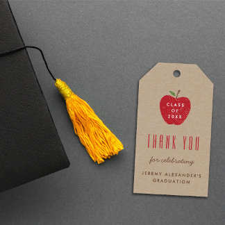 Etiqueta Para Presente Kraft Red Apple Graduation Party Favor Gift Tag