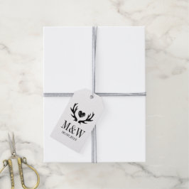 Etiqueta Para Presente Kraft rustic veer antler bonecas de casamento