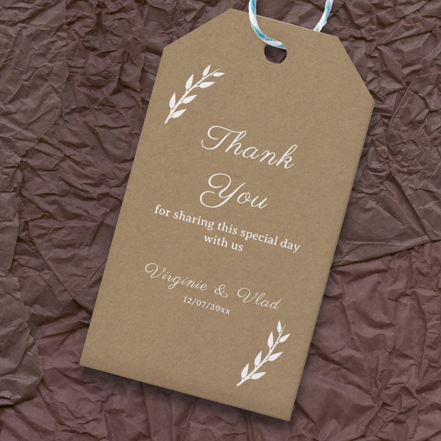 Etiqueta Para Presente Kraft & Rustic Wedding Obrigado Presente (Kraft & Rustic Wedding Thank You Gift Tags)