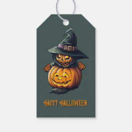 Etiqueta Para Presente Kürbishexe im Katzenkostüm -
