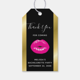 Etiqueta Para Presente Lábios brilhantes rosa-quente em preto