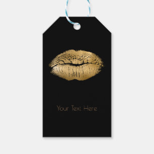 Etiqueta Para Presente Lábios Dourados Glam Kiss Maquiagem Preta Personal