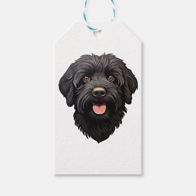 Etiqueta Para Presente Labradoodle Black Dog (Frente)