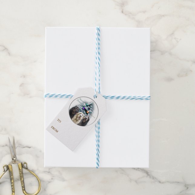 Etiqueta Para Presente Labradoodle Trio Christmas (Com cordão)