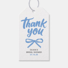 Etiqueta Para Presente Laço Azul Caprichoso Manuscrito Agradecimento Nupc