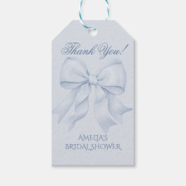 Etiqueta Para Presente Laço Azul Empoeirado Noivado Agradecimento