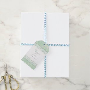 Etiqueta Para Presente Laço branco em Tag verdes do favor do casamento