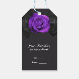 Etiqueta Para Presente Laço de Fita Preta & Rosa Roxa Favor de QUALQUER C