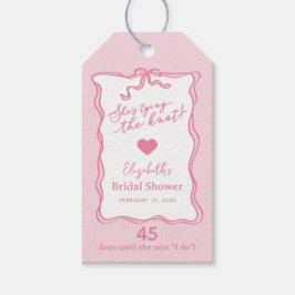 Etiqueta Para Presente Laço Rosa Retro Ela Está Fazendo o Nó