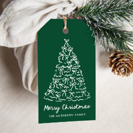 Etiqueta Para Presente Laços de Natal Caprichosos Verde Férias