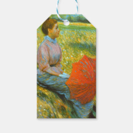 Etiqueta Para Presente Lady Resting em um Prado Verde