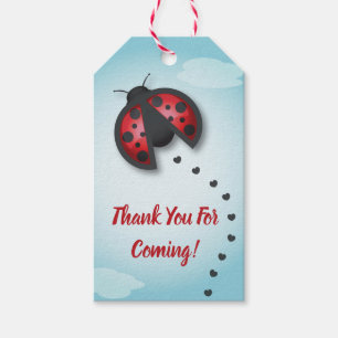 Etiqueta Para Presente Ladybug do Céu Azul e Vermelho está a caminho
