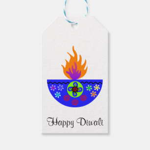 Etiqueta Para Presente Lâmpada colorida Diya de Diwali