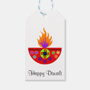 Etiqueta Para Presente Lâmpada colorida Diya de Diwali