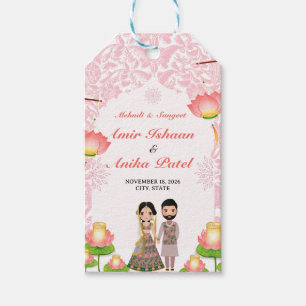 Etiqueta Para Presente Lâmpadas Elegantes Rosa Lotus Mehndi Sangeet India