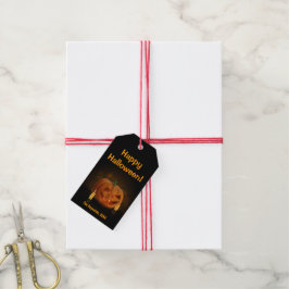 Etiqueta Para Presente Lanterna de Abóbora Halloween com Velas