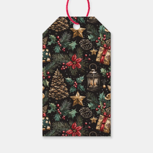 Etiqueta Para Presente Lanternas de Natal Antigas (Frente)