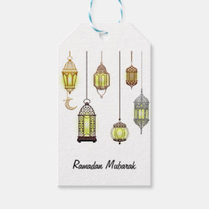 Etiqueta Para Presente Lanternas Ramadan Mubarak Oriental Árabe Muçulmano