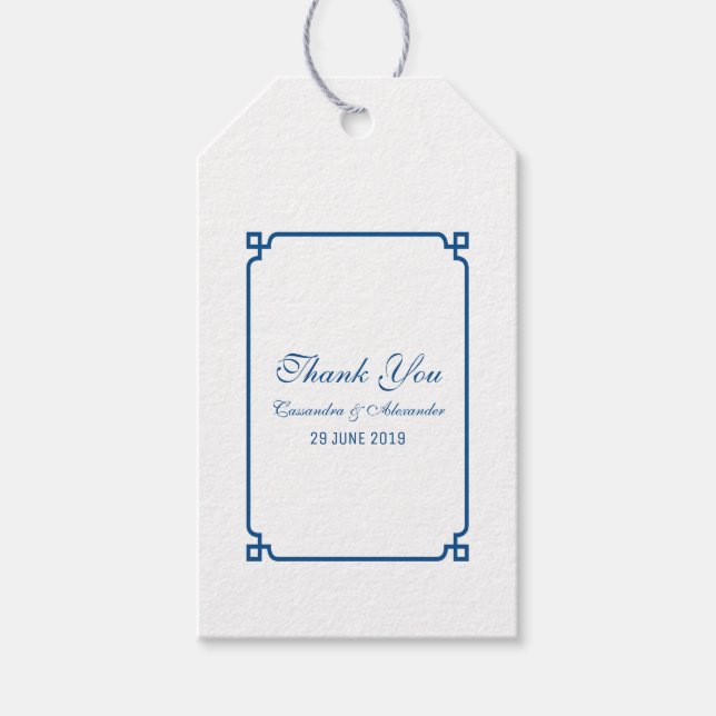 Etiqueta Para Presente Lapis Blue Deco Chic Wedding (Frente)