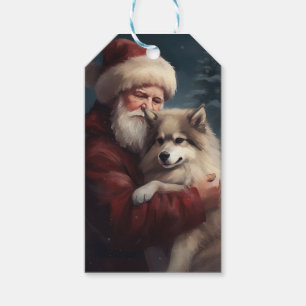 Etiqueta Para Presente Lapphund Santa Claus Festivo