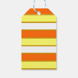 Etiqueta Para Presente Laranja, Amarelo e White Stripes
