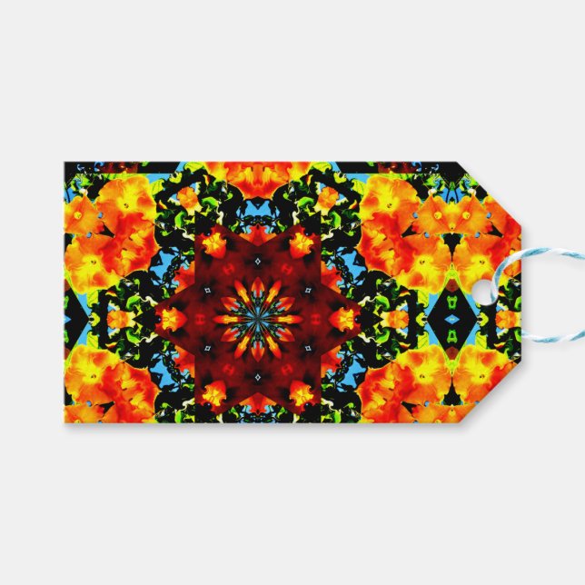 Etiqueta Para Presente Laranja Floral (Frente (horizontal))