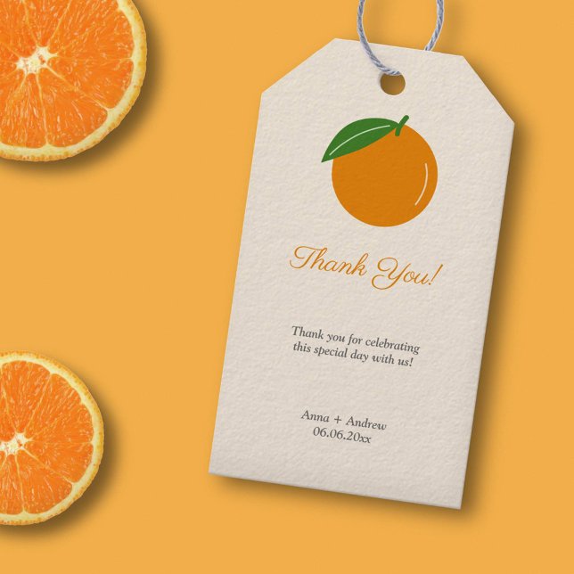 Etiqueta Para Presente Laranja Obrigado (Orange Thank You Gift Tags)