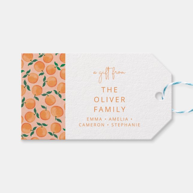 Etiqueta Para Presente Laranjas Frutas Nome Personalizado Enclosure De (Frente (horizontal))