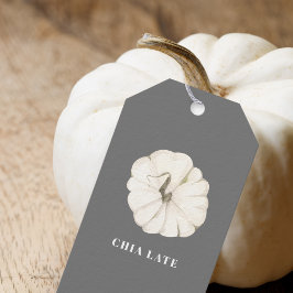 Etiqueta Para Presente Latte de Chia Branco e Cinza com Tomilho de Abóbor