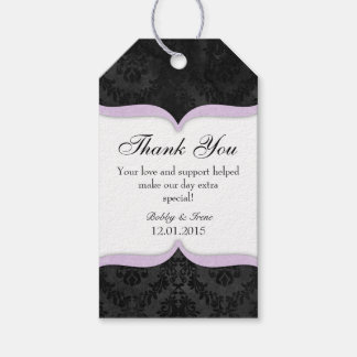 Etiqueta Para Presente Lavanda Black Vintage Damask Obrigado