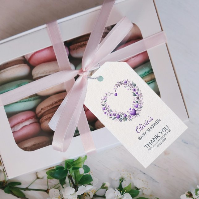 Etiqueta Para Presente Lavanda Floral - Obrigado Chá de fraldas (Criador carregado)