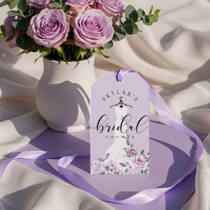 Etiqueta Para Presente Lavanda Florals Chá de panela de Vestido Branco