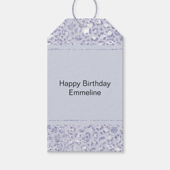 Etiqueta Para Presente Lavanda Glam Lilac Púrpura Leopardo Lápica - Lente (Frente)