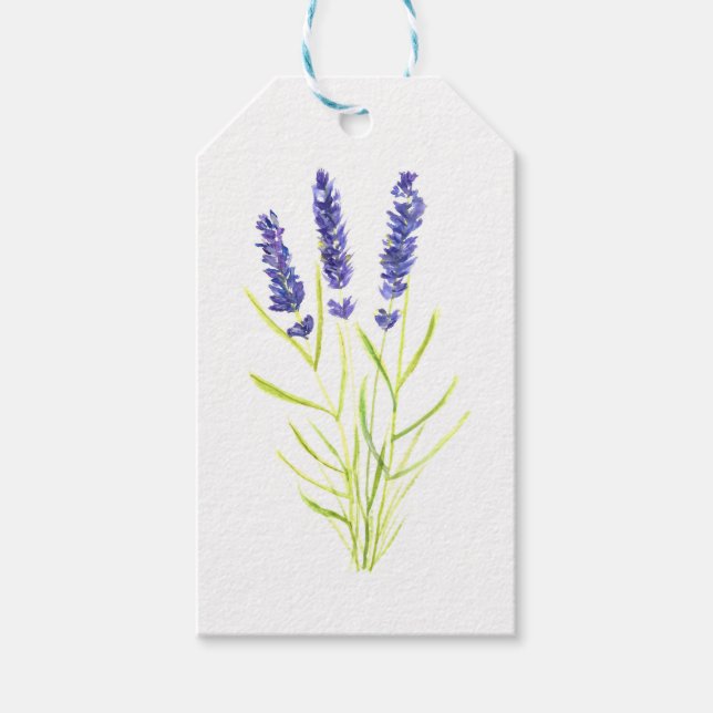 Etiqueta Para Presente Lavanda herbácea Lavanda flores aquarela (Frente)
