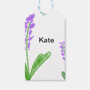 Etiqueta Para Presente Lavanda roxa cor d'água floral adiciona nome texto