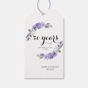 Etiqueta Para Presente Lavanda roxo floral 50º aniversário de casamento