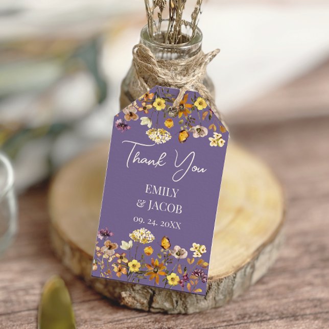 Etiqueta Para Presente Lavanda Wildflower Boho Wedding (Criador carregado)