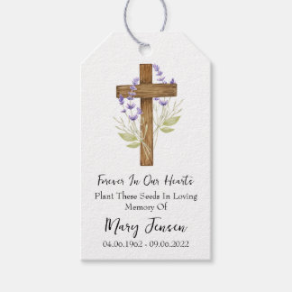 Etiqueta Para Presente Lavender Cross Memorial Funeral Seed Packet 