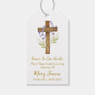 Etiqueta Para Presente Lavender Cross Memorial Funeral Seed Packet 