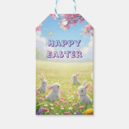 Etiqueta Para Presente Lavender Easter Cute White Bunny Floral Spring 