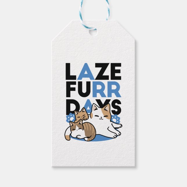 Etiqueta Para Presente Lazer - Design de Gatos Preguiçosos (Frente)