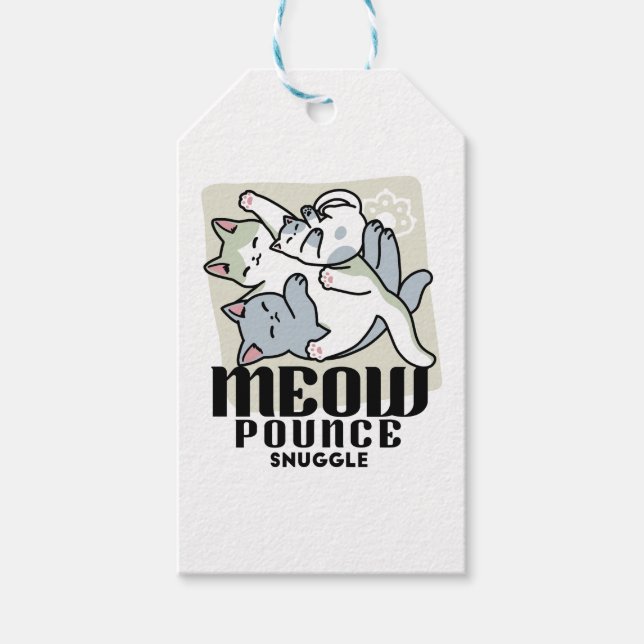 Etiqueta Para Presente Lazer - Design de Gatos Preguiçosos (Frente)