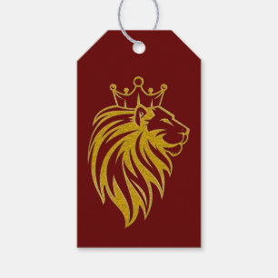Etiqueta Para Presente Leão com Coroa - Estilo Dourado 2