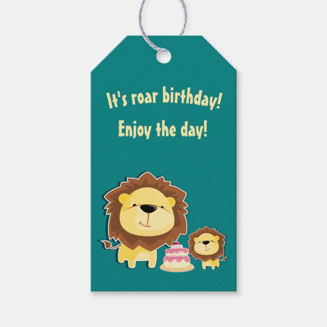 Etiqueta Para Presente Leão E Aniversário de criança De Bebê (Frente)